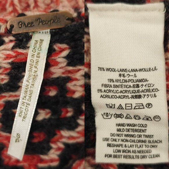 Free People Open Back Sweater Womens S Striped Snap Front Wool Blend Red Black - Picture 8 of 16